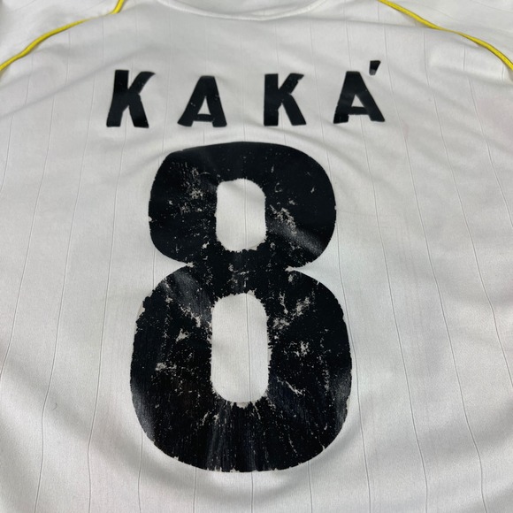 Real Madrid Kaka 8 Soccer Jersey White Adidas Short Sleeve Boys Size Medium - Picture 7 of 8